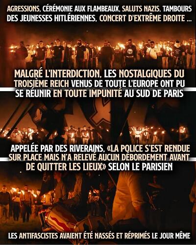 Quelques images de la cérémonie aux flambeaux organisée par le comité du 9 mai : un véritable rassemblement néo-nazi près de Paris.
