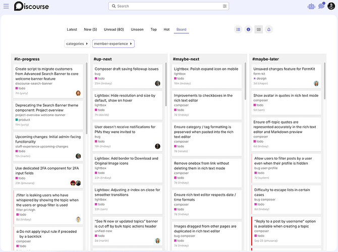 Saisie d'écran de notre Kanban